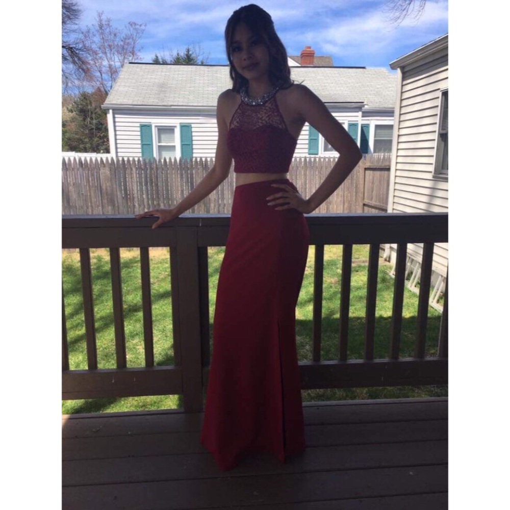 Long red elegant two piece